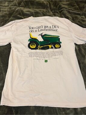 Comfort Colors White John Deere Lawn Mower Graphic Tee